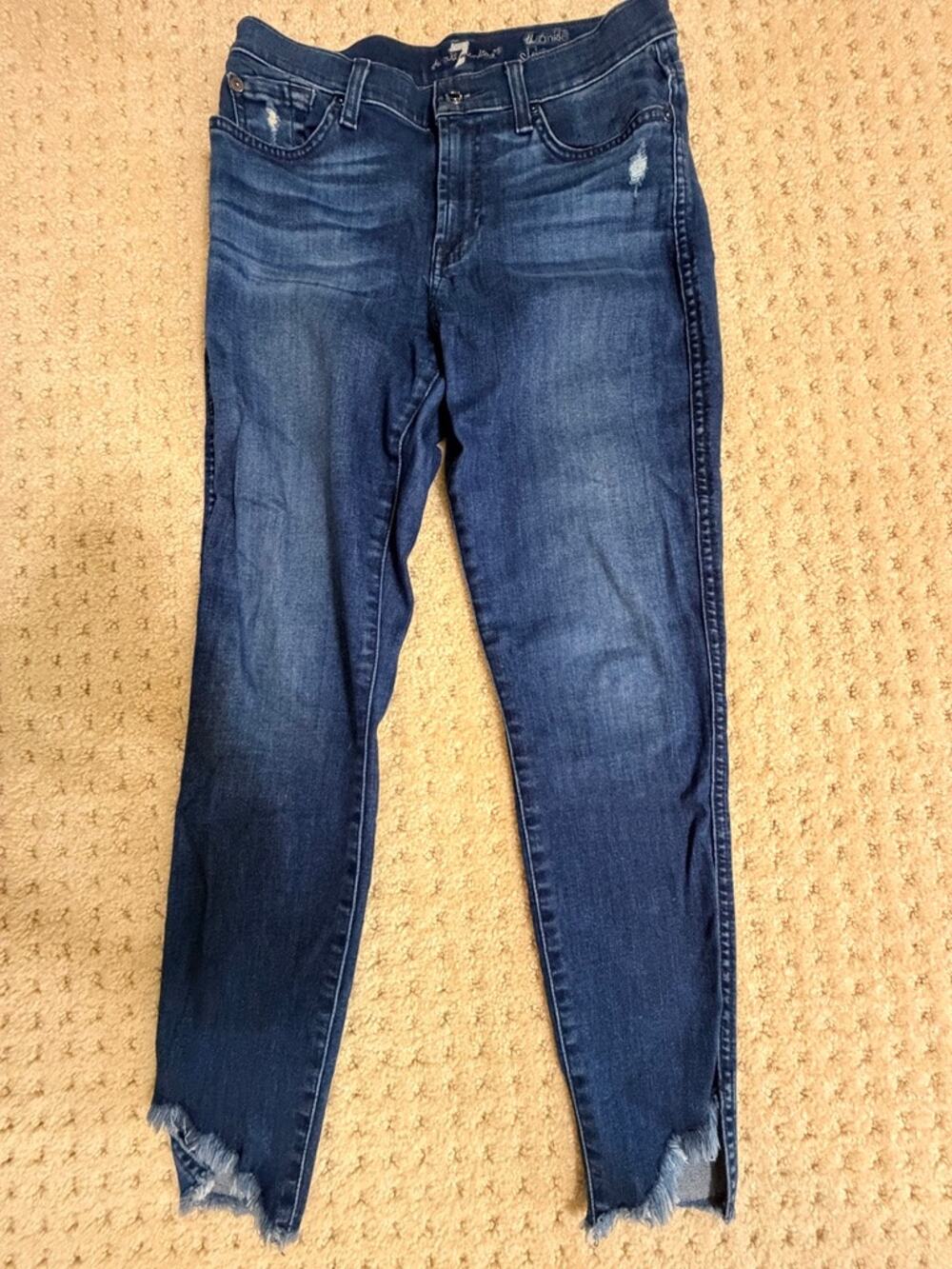 7 For All Mankind Ankle Skinny Raw Hem Jeans Size 27